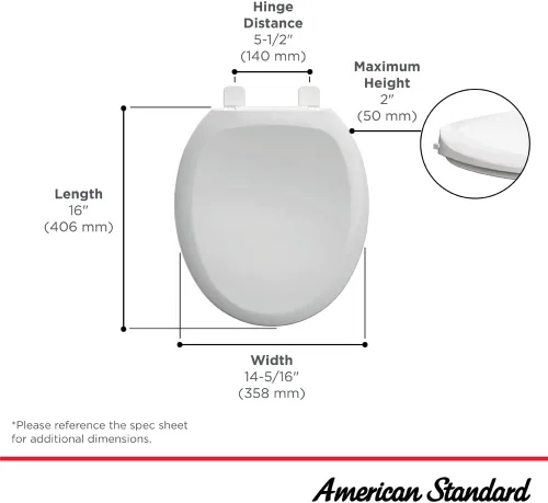 Vista 3 de American Standard 5320B65CT.021 Champion Asiento de inodoro delantero redondo de cierre lento, hueso Slow Close Toilet Seat: Includes Quick