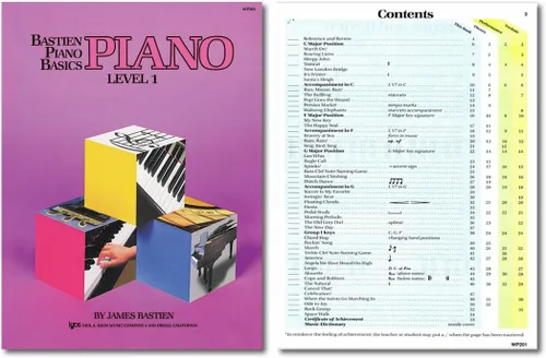 Vista 2 de Bastien Bastien - Juego de aprendizaje de nivel 1 para piano básico, lección, teoría, actuación, técnica y arte y teclas de piano de música Julieta