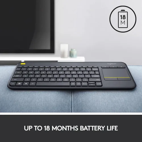 Vista 7 de Logitech K400 920-007119 Plus teclado táctil inalámbrico para TV conectado a computadora