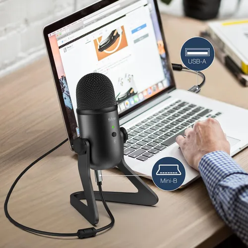Vista 4 de FIFINE Micrófono de podcast USB K678 para grabación en streaming