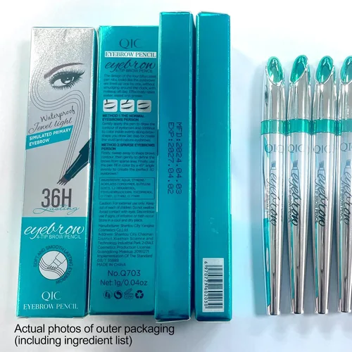 Vista 2 de Yulinlon Q703 - Lápiz de cejas de precisión impermeable con 4 puntas para cejas naturales y duraderas, (1# Marrón claro)