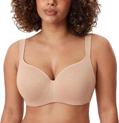 Vista 10 de DELIMIRA Brasier tipo balconette para mujer, cobertura completa, talla grande, con varillas, espalda suave, sin costuras