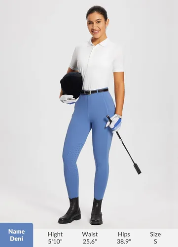 Vista 12 de baleaf Pantalones de equitación para mujer, pantalones ecuestres con parche en la rodilla, mallas de equitación con trabillas para cinturón