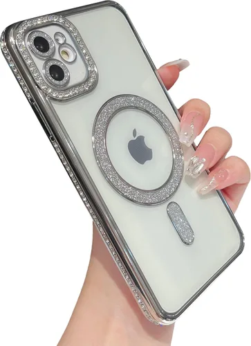 Vista 9 de Caseative - Carcasa para iPhone 11, color negro Brillo brillante magnético transparente compatible con carga inalámbrica MagSafe