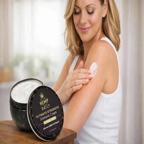 Vista 3 de Earthly Body Premium Hemp Extract Daily Ultimate Cream - Mentol, Argán, Jojoba, Escaramujo - Loción tópica hidratante ligera de rápida absorción