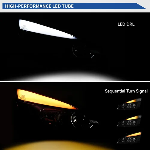 Vista 2 de oEdRo Switchback - Conjunto de faros delanteros LED compatibles con Accord 2003 2004 2005 2006 2007 DRL, par de repuesto con carcasa negra