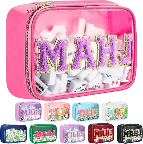 Vista 18 de Bolsa Mahjong American Mahjong Case impermeable, marrón tartán, Mahj Tartán marrón