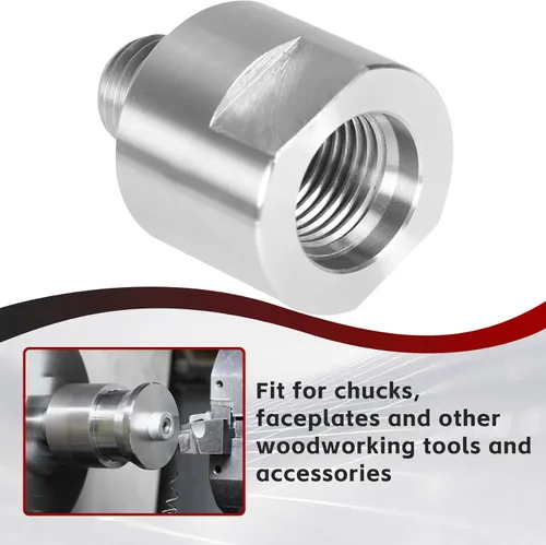 Vista 6 de findmall Adaptador de husillo de cabezal de torno que convierte 1-1/4 pulgadas x 8TPI a 1 pulgada x 8TPI para torno de carpintería