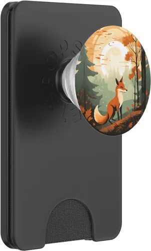 Vista 7 de PopGrip intercambiable retro de zorro en un bosque de otoño