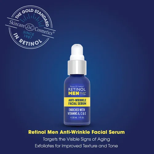 Vista 3 de Retinol Suero facial antiarrugas para hombre, la fórmula original Retinol antienvejecimiento para piel de aspecto más joven, enriquecido