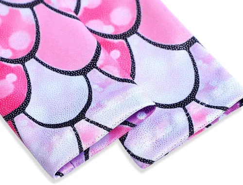 Vista 3 de Leotardos de gimnasia para niñas, mallas de baile para niñas pequeñas, ropa de baile atlética y brillante con diseño de sirena, unicornio