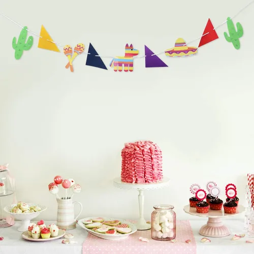 Vista 7 de Pancarta de piñata Cinco de Mayo para fiestas de cumpleaños para niños, sombrero de cactus colgante adorno para fiesta temática mexicana de verano