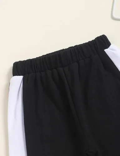Vista 6 de itkidboy Conjunto de 2 piezas de ropa de bebé niño con capucha y sudadera con bloques de color + pantalones