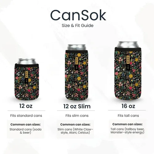 Vista 3 de Sok It Can Sok - Funda de neopreno aislada para cerveza y soda (floral abstracto, funda para lata de 12 onzas)