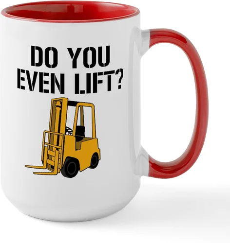 Vista 6 de CafePress Do You Even Lift Forklift - Taza grande de cerámica (15.0 fl oz)