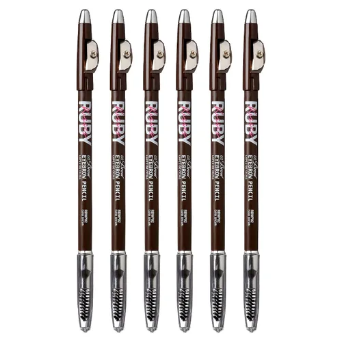 Vista 11 de Ruby Kisses GoBrow - Lápiz de cejas, afilable, de larga duración, lápiz de madera para cejas de aspecto natural, paquete de 3 unidades (negro marrón)