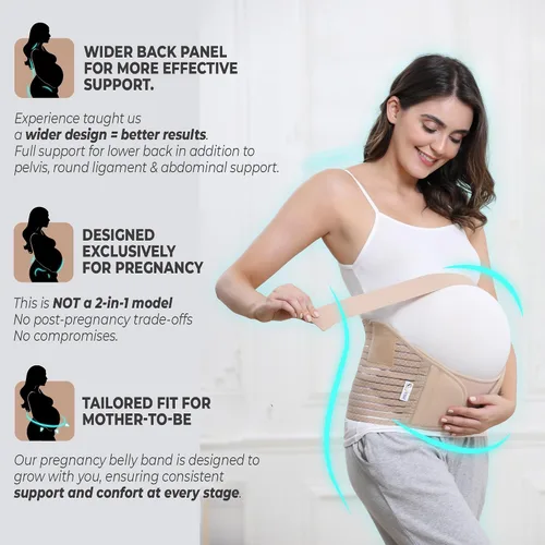 Vista 20 de NeoTech Care Cinturón de maternidad para embarazo, soporte para espalda, abdomen, cintura, pelvis (talla L, color marfil)