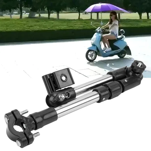 Vista 3 de Soporte de montaje para paraguas, soporte de montaje para sombrilla de bicicleta, conector ajustable de 360°, para manillar, soporte de montaje