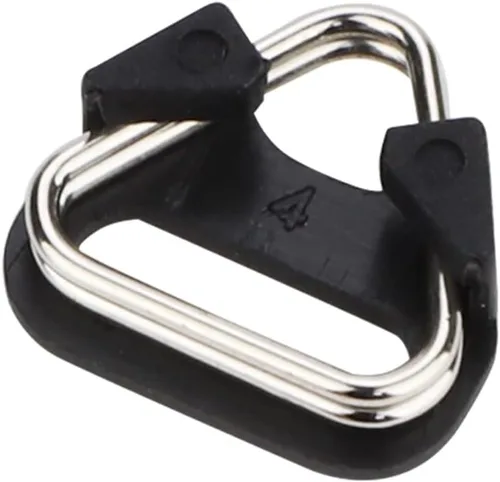 Vista 3 de Leftfoto Anillo dividido triangular de acero inoxidable, anillo de gancho para correa de cámara, con tapa de plástico, para cinturón para correa