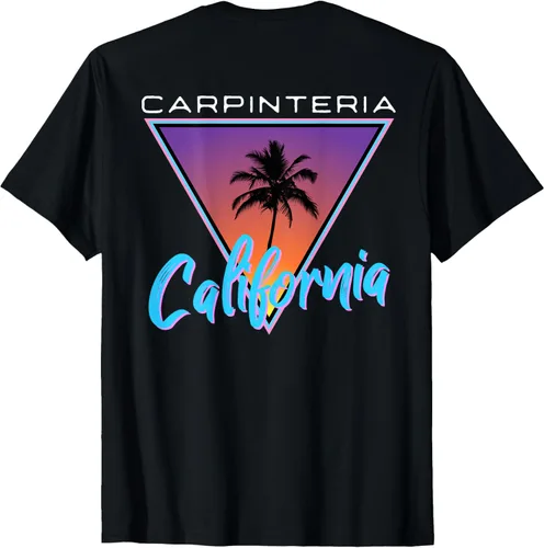 Vista 3 de Carpinteria California Retro Palm Tree Camiseta