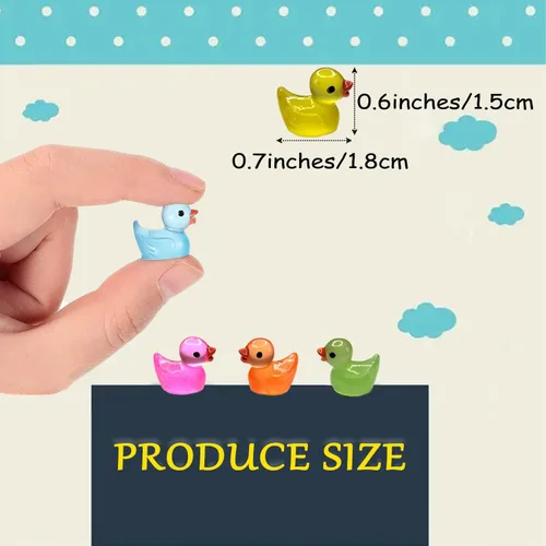 Vista 6 de Cidinge 100 piezas Mini patos luminosos y patos de resina para decoración de micro jardín y casa de muñecas