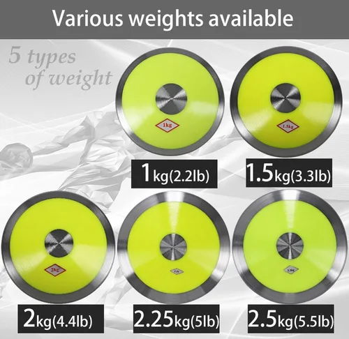 Vista 6 de Disco para práctica de nylon, pista y campo de lanzamiento de disco 2.2 lbs 3.3 lbs 3.9 lbs 4.4 lbs 5.0 lbs 5.5 lbs 5.5 lbs