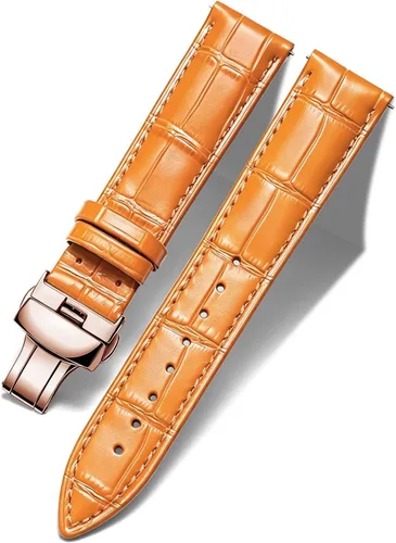 Vista 19 de BINLUN Leather Watch Strap, Quick Release Genuine Leather Replacement Watch Band with Butterfly Deployment Buckle for Men and Women, 12mm-24mm Blanco