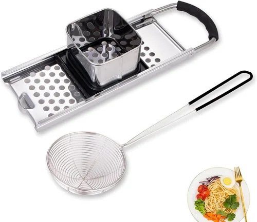 Vista 8 de Spaetzle Maker de acero inoxidable de grado premium ensanchado mango de plástico hecho en casa bola de masa de fideos de huevo tamaño perfecto