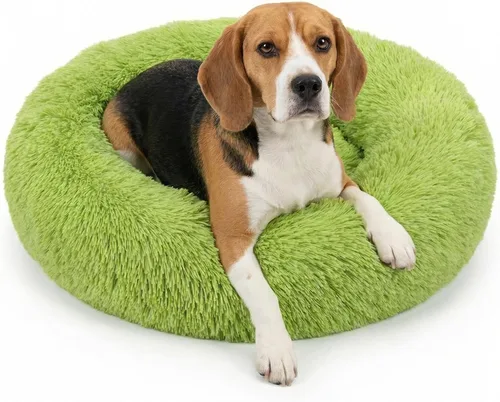 Vista 64 de Cama para perros pequeños, cama calmante para perros pequeños, antiansiedad, cama para cachorros, lavable a máquina, esponjosa, de lujo Verde militar