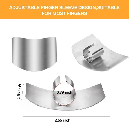 Vista 3 de Protector de dedos de acero inoxidable, 2025 nuevo protector de dedos para cortar alimentos, herramienta de rebanar protector de dedos para cocina