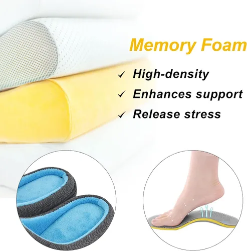 Vista 3 de Pantuflas de espuma viscoelástica para hombre, pantuflas de casa para hombre, cómodas y transpirables, textura de mezcla de algodón, forro