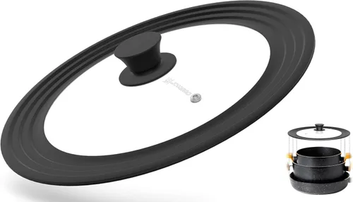 Vista 9 de Tapa universal para ollas, sartenes y sartenes de 7.5 a 9.5 pulgadas, tapa de vidrio para sartén