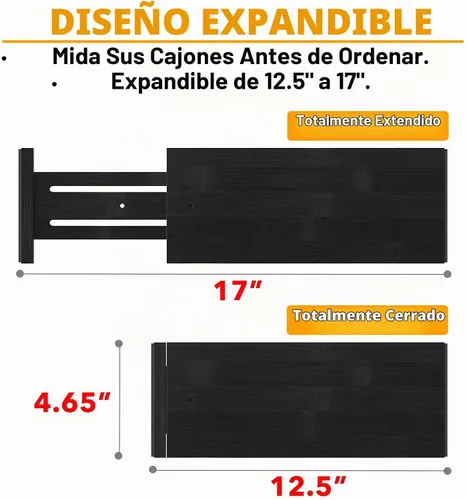 Vista 3 de SpaceAid - Separadores de cajones de bambú para cómoda de 6 piezas, organizadores de cajones ajustables de 4.65" de alto, 12.5"-17" de ancho