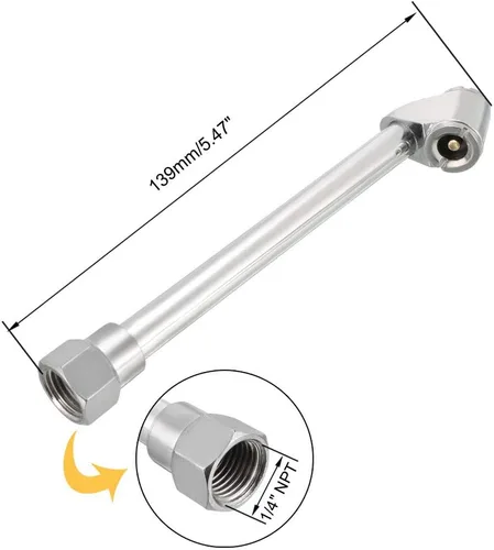 Vista 2 de uxcell Mandril de aire, 1/4 pulgadas NPT hembra FNPT extendido de doble cabeza inflado de neumáticos, compresor de aire de acero inoxidable