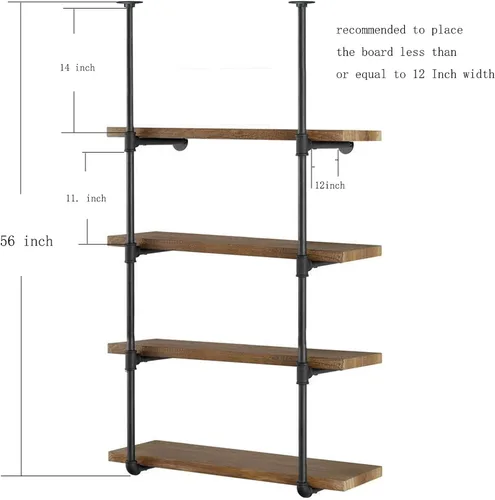 Vista 2 de Yuanshikj - Estantería industrial de hierro para montaje en pared, estilo retro, color negro Hardware Only,Vintage Retro Ceiling Hung Shelf DIY