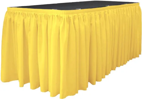 Vista 12 de LA Linen Falda de mesa de popelina de poliéster para mesas rectangulares, tela plisada para banquetes de boda, 14 pies por 29 pulgadas de largo
