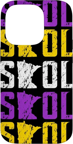 Vista 17 de Funda para iPhone 13 Pro Max SKOL envejecido vikingo vintage morado y amarillo sobre negro