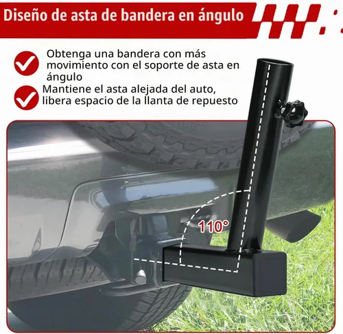 Vista 4 de Soporte de poste de bandera de enganche DenForste, montaje universal de mástil de bandera, soporte de mástil de bandera en ángulo, compatible