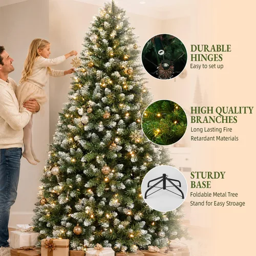 Vista 3 de Preit Árbol de Navidad artificial de 7.5 pies parcialmente Parcialmente flocado