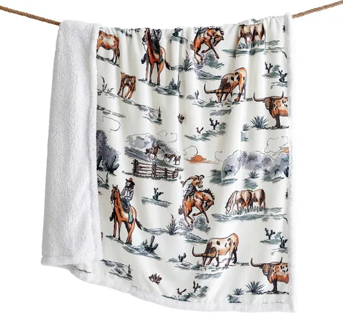 Vista 56 de Indigo Hill by HiEnd Accents Acadia - Manta de sherpa con estampado de pinos bosques, naturaleza, bosque, montaña, manta occidental para acampar al