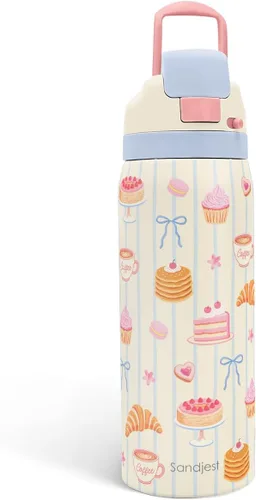 Vista 28 de Botella de agua aislada de acero inoxidable SANDJEST con pajita para deportes y viajes, la mejor tía de siempre, 946ml, regalos para mujeres, día