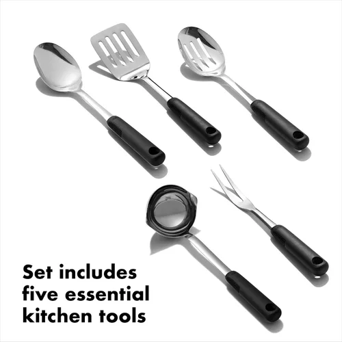 Vista 11 de OXO Good Grips - Juego de utensilios de cocina de acero inoxidable para preparar y servir, 6 piezas