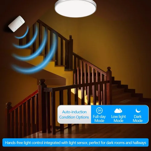 Vista 3 de Control de luz activado por movimiento enchufable mejorado, juego de detector de movimiento inalámbrico y enchufe Souphran, sin cableado, rango