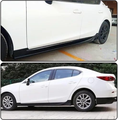 Vista 2 de Faldas laterales para Mazda 3 Hatchback 2014-2019 negro mate ABS falda lateral extensiones panel divisor antiarañazos kit de cuerpo