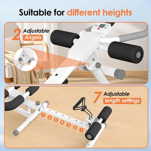 Vista 6 de Foldable Ab Machine, 5-in-1 Adjustable Ab Trainer for Home Gym, Full-Body Core Workout Equipment
