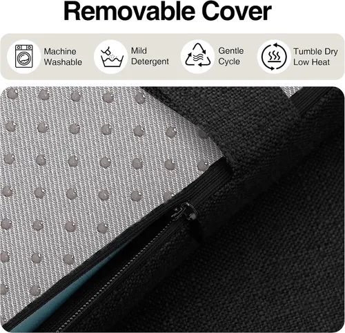 Vista 4 de Tromlycs Cojín rectangular para taburete de bar, funda de cojín rectangular con lazos para correa, 18 x 9.5 pulgadas, 1 unidad, color negro