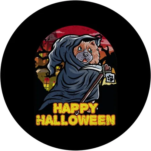 Vista 3 de Chow Chow Happy Halloween Costume Grim Reaper PopSockets Standard PopGrip