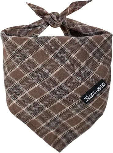 Vista 9 de Pañuelo ajustable para perro, 1 bufanda triangular de algodón suave y lavable para perros y gatos pequeños, medianos y grandes (marrón y azul, S)