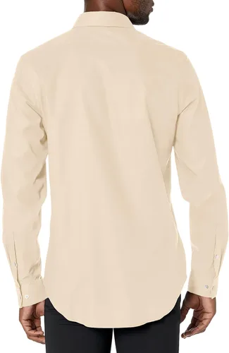 Vista 2 de Calvin Klein Camisa de vestir para hombre, ajuste delgado, diseño de espiga elástica
