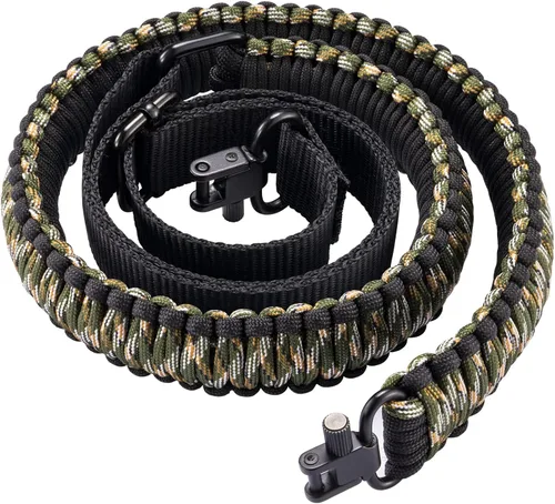 Vista 7 de CVLIFE Correa de Rifle 550 Paracord de 2 Puntos con Giratorio Tri-Lock para Caza y Exteriores Length of 39" to 50", Sturdy Nylon Webbing Strap